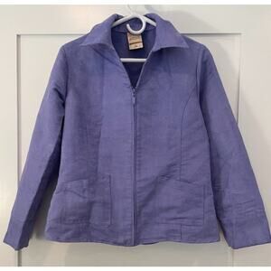 lavender jacket. micro suede purple front pull zip Gabrielle Rohde-Royce